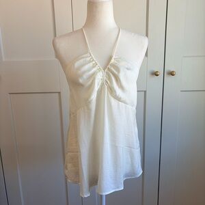 Banana Republic Cream/White Silky Halter Top | S
